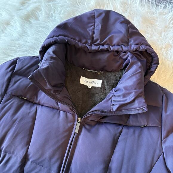 Calvin Klein Coat Down Packable Quilted‎ Purple Hooded Full Zip Puffer Jacket XL - Picture 4 of 11